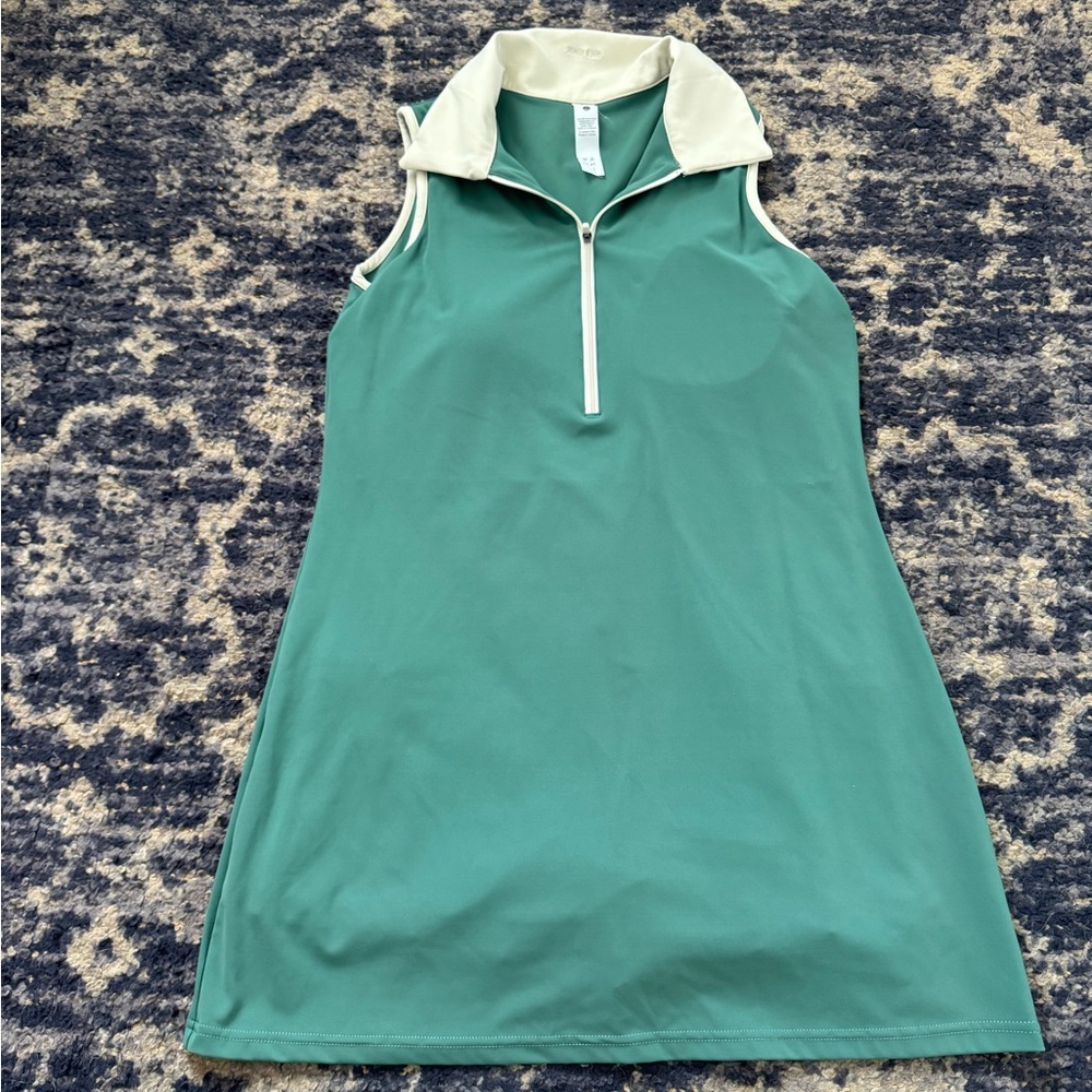 Sleeveless Emerald Green Zip Collared Dress